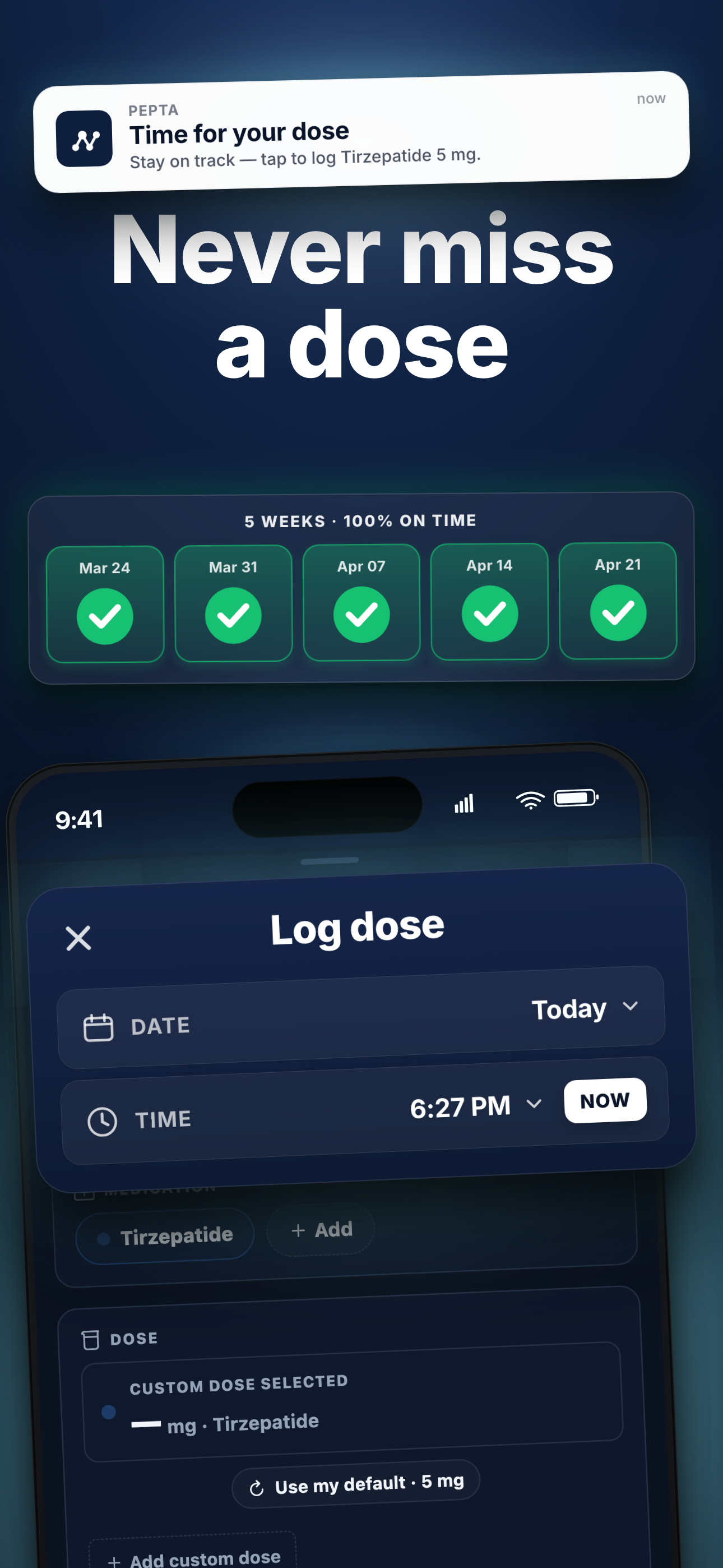 Pepta reminder notification: time for your dose